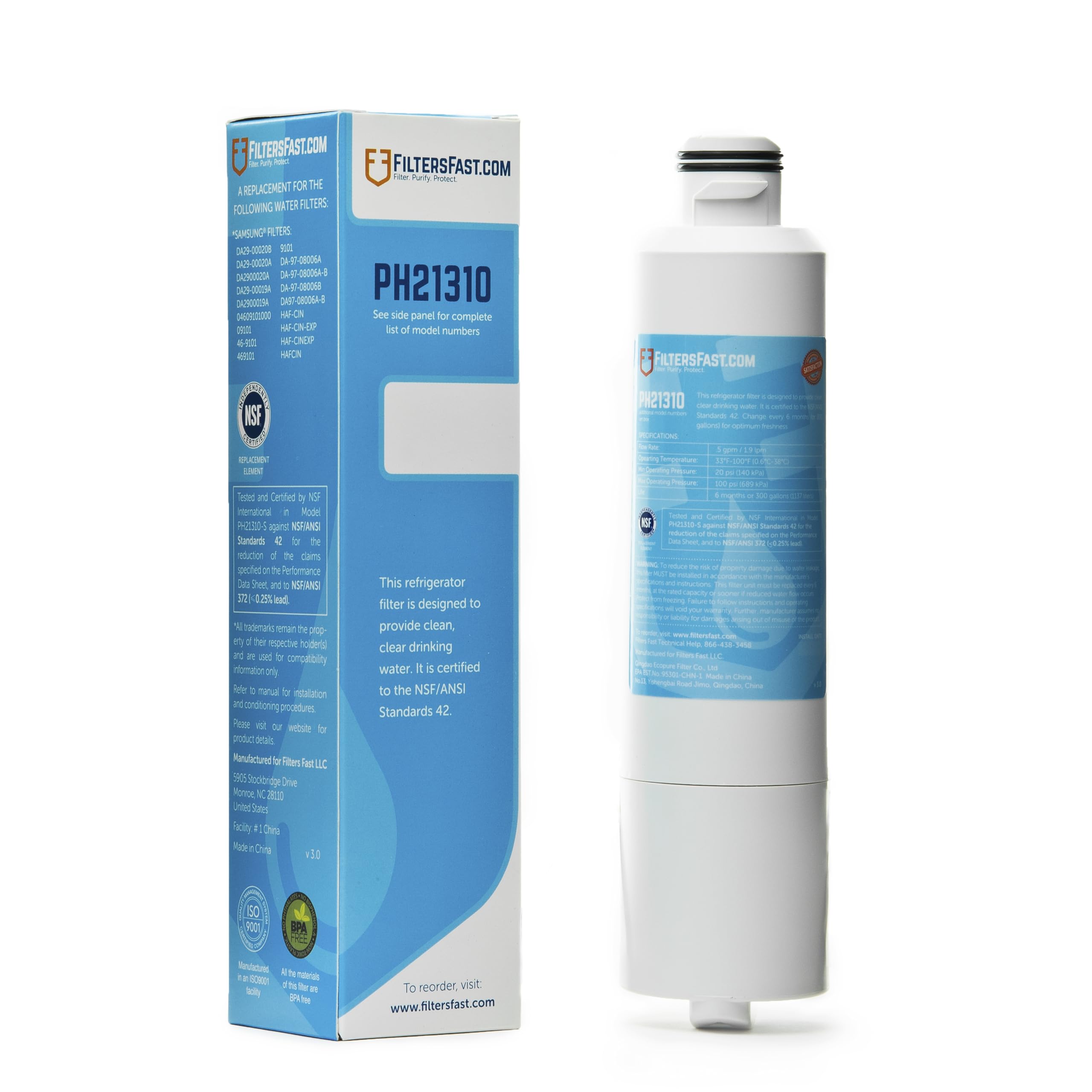 - Filters Fast PH21310 Compatible Replacement for Samsung DA29-00020B Carbon Water Filter Cartridge, Fridge Refrigerator Water Dispenser
