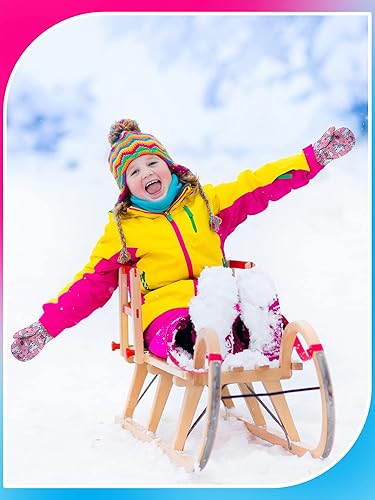 Miniatura 5 de SATINIOR 2 pares de manoplas impermeables para niñas, guantes de nieve para niños, guantes de esquí cálidos y gruesos para actividades al aire libre