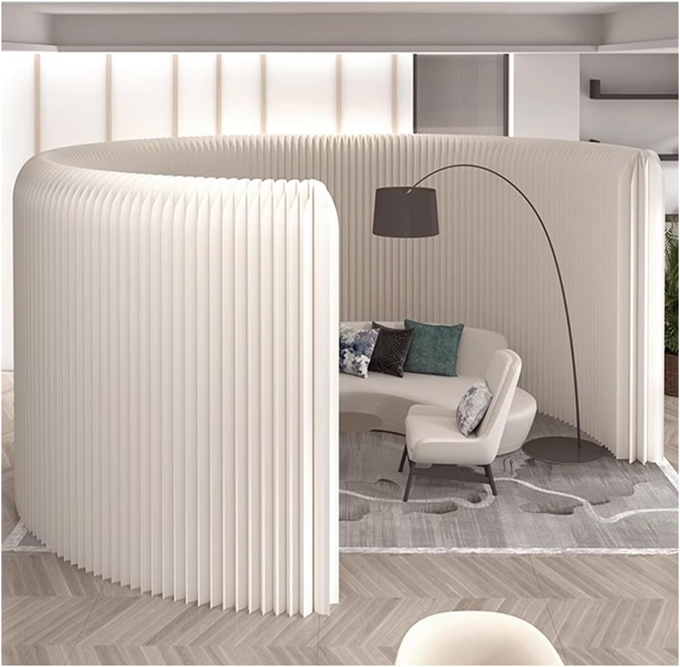 現代的な部屋の仕切り 折りたたみ式パーティション壁 ホームオフィスの仕切り用 9.84x5.9フィート 引き込み式紙製部屋の仕切り