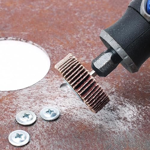 Miniatura 2 de AUTOTOOLHOME Paquete de 10 lijadoras abrasivas de rueda de aleta abrasiva de grano 80 con vástago de 18 pulgadas para taladro, pulido y lijado,