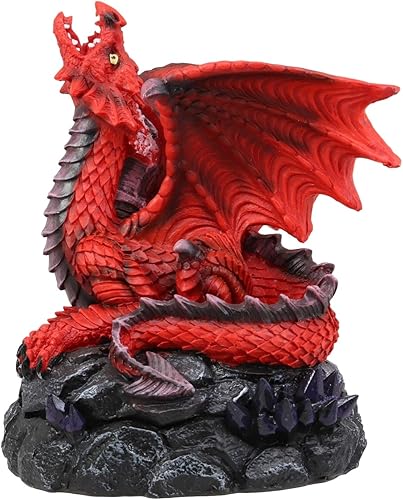 Miniatura 7 de Ebros Gift Stryker The Mythical Smoke Fire Breathing Red Dragon Backflow - Figura de cono de incienso de 6.25 pulgadas de alto, estatua medieval