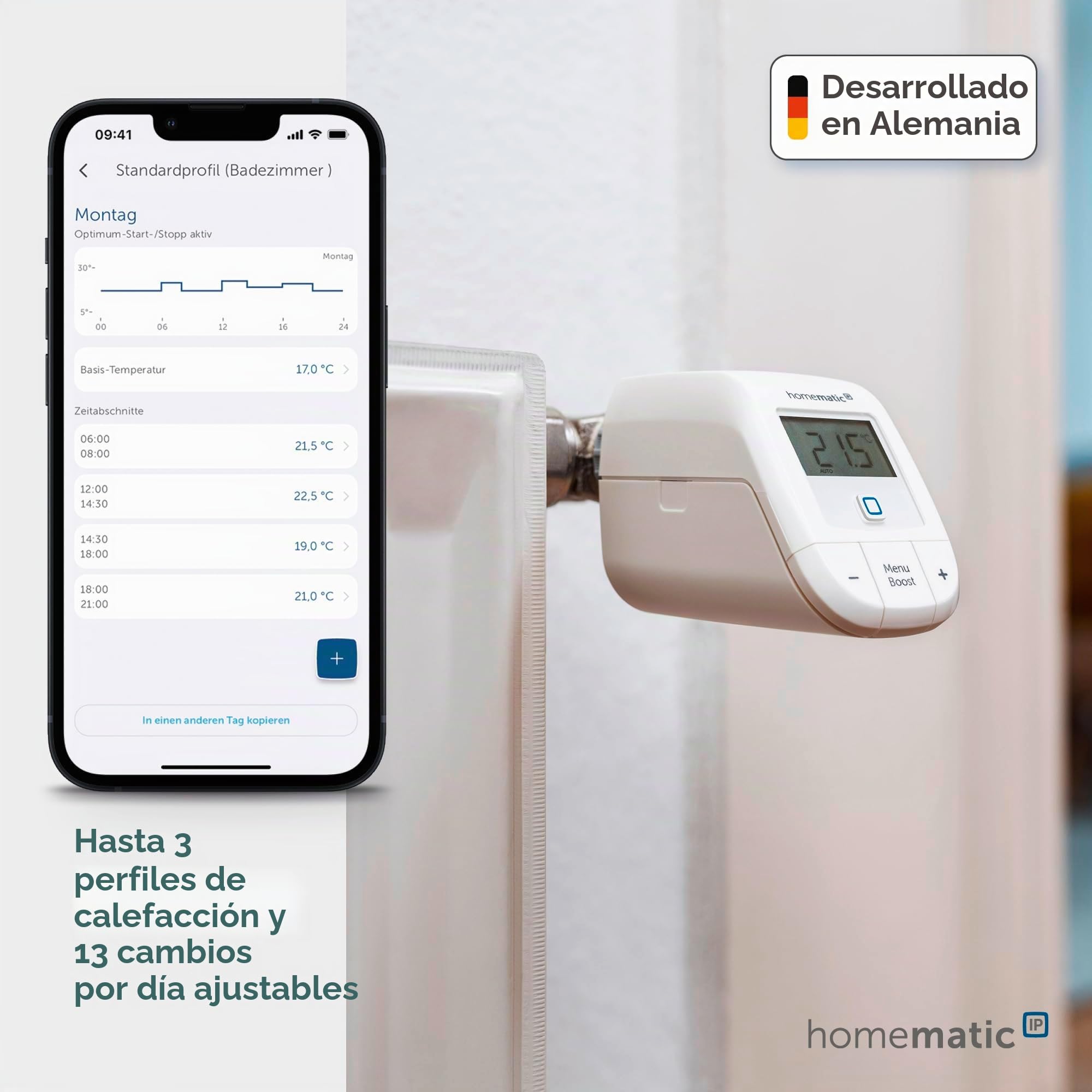 Homematic IP Smart Home 161216A1 - Kit de ampliación para calefacción (3 Unidades, termostato Digital, Control Mediante aplicación, Alexa, Google Assistant, fácil instalación, Ahorro de energía)