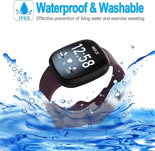 Miniatura 4 de 6 Pack Bands Compatible with Fitbit Versa 3  Fitbit Sense for Women Man Sport Bands Replacement Strap Wristband for Fitbit Versa 3 Smart Watch