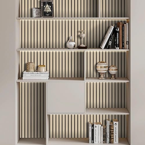 Miniatura 10 de Arthome - Papel tapiz de rejilla de madera de 17 x 393 pulgadas, autoadhesivo, extraíble, despegar y pegar, papel tapiz de vinilo decorativo de