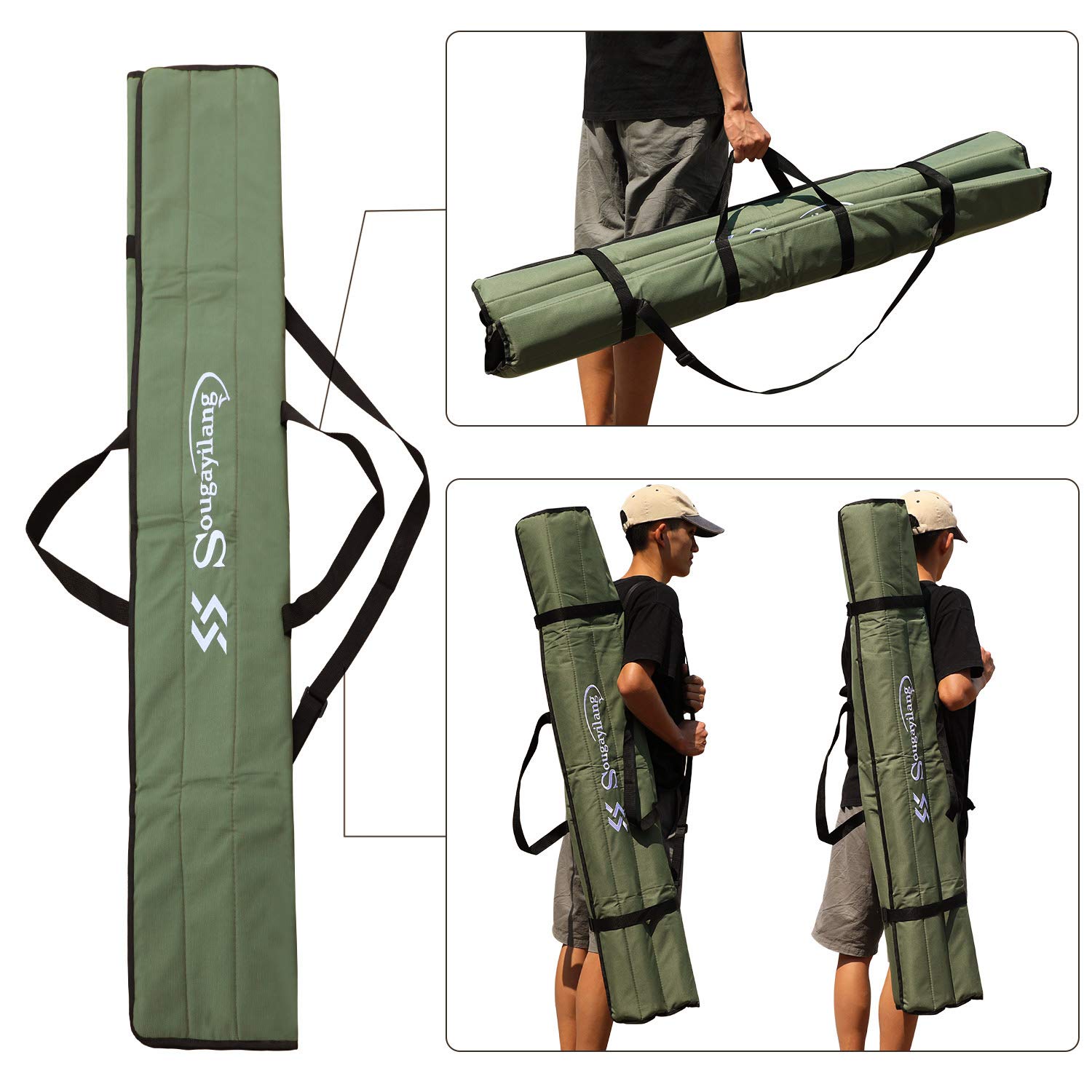 Sougayilang, Borsa per Canna da Pesca in Tela, Organizer per canne da Pesca e Mulinello, Organizer per Viaggi, Regalo per Padre, Fidanzato e Famiglia