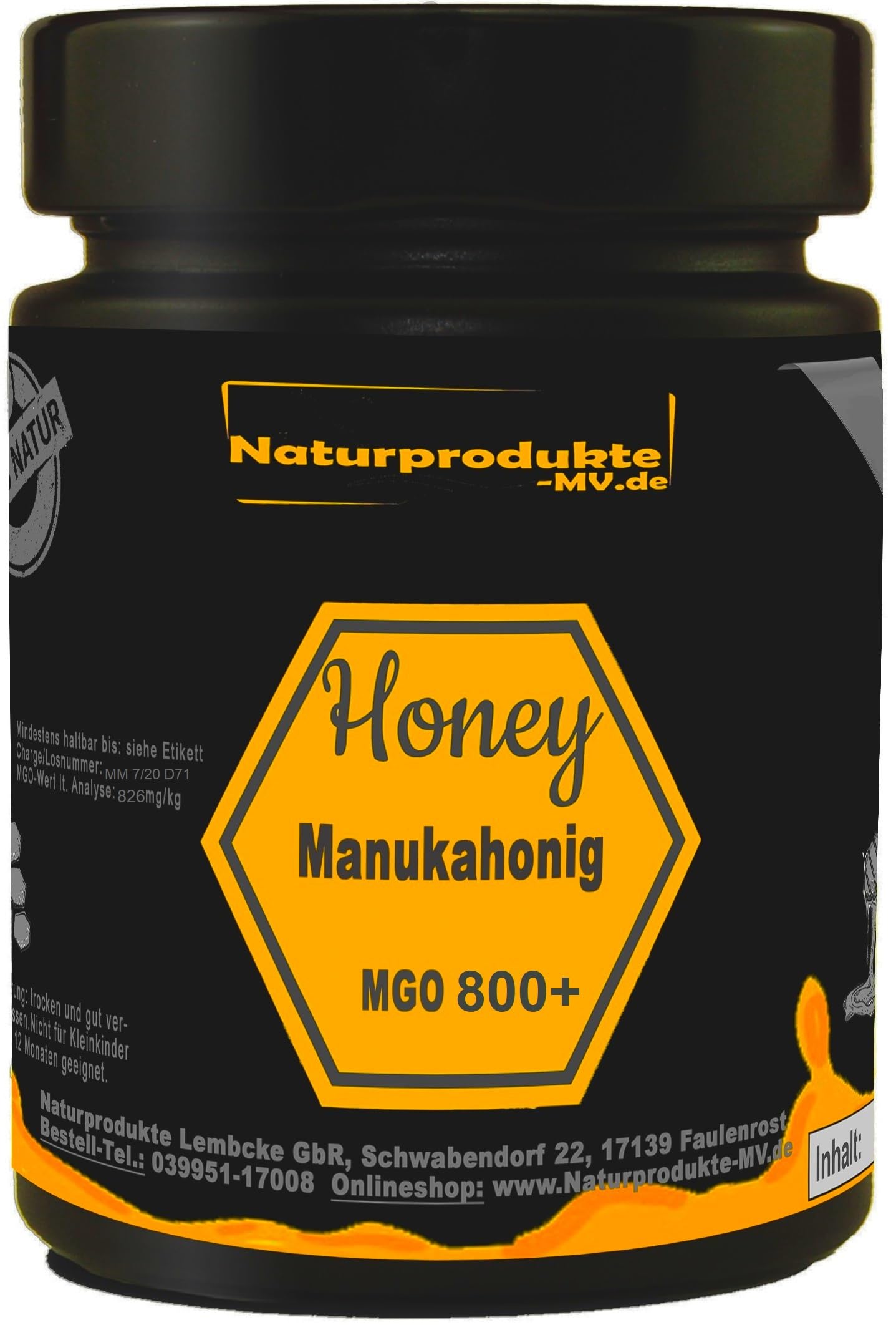 Manuka Honig MGO 800+ 250g im Schmuckglas | MGO 891 | Pur, Roh & 100% natürlich | Manukahonig