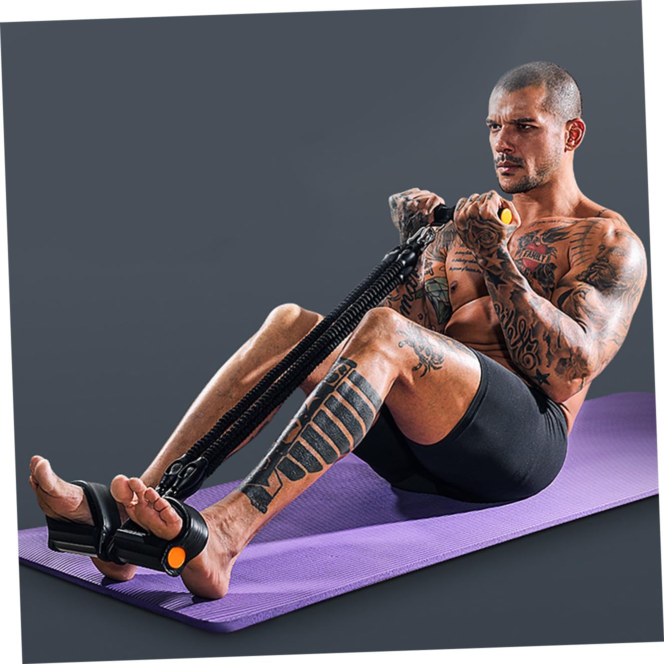 Alasum Corda Elastica Pedale per Esercizi Addominali Fascia di Resistenza, Attrezzatura Fitness Portatile in Materiale Ecologico per Allenamento Vita, Gambe e Braccia a Casa