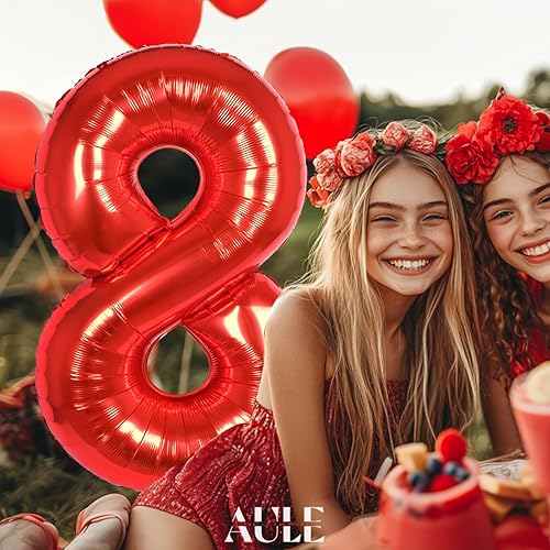 Miniatura 2 de AULE Globos grandes de 40 pulgadas con número 8, globos de helio de aluminio grandes del 0 al 9, decoraciones gigantes de fiesta de cumpleaños