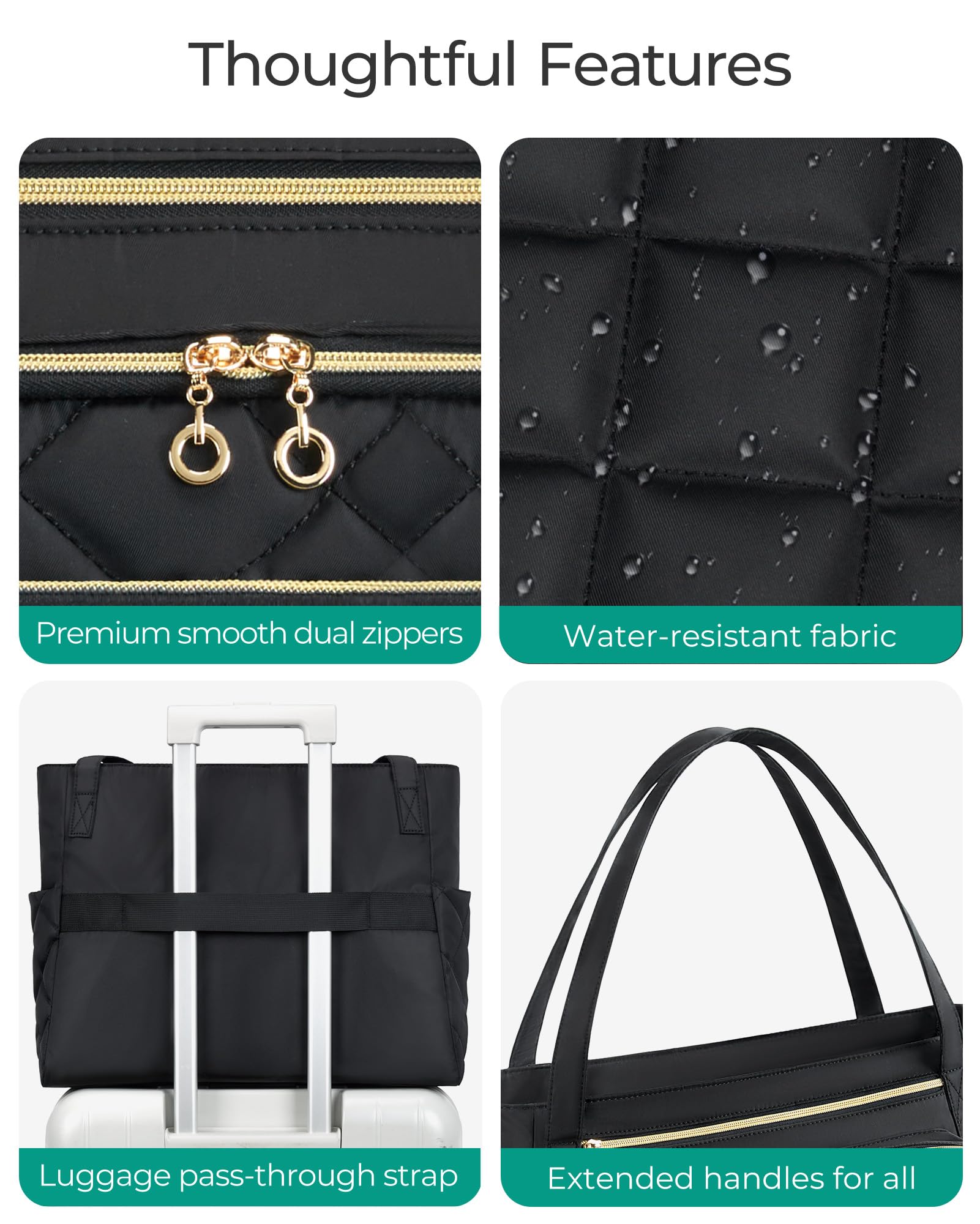 BAGSMART Lehrertasche 15.6 Zoll Laptoptasche Damen Gesteppt Arbeitstasche mit Datei-Organizer Aktentasche Krankenschwester Tasche für Arbeit Schule Büro Business Universität