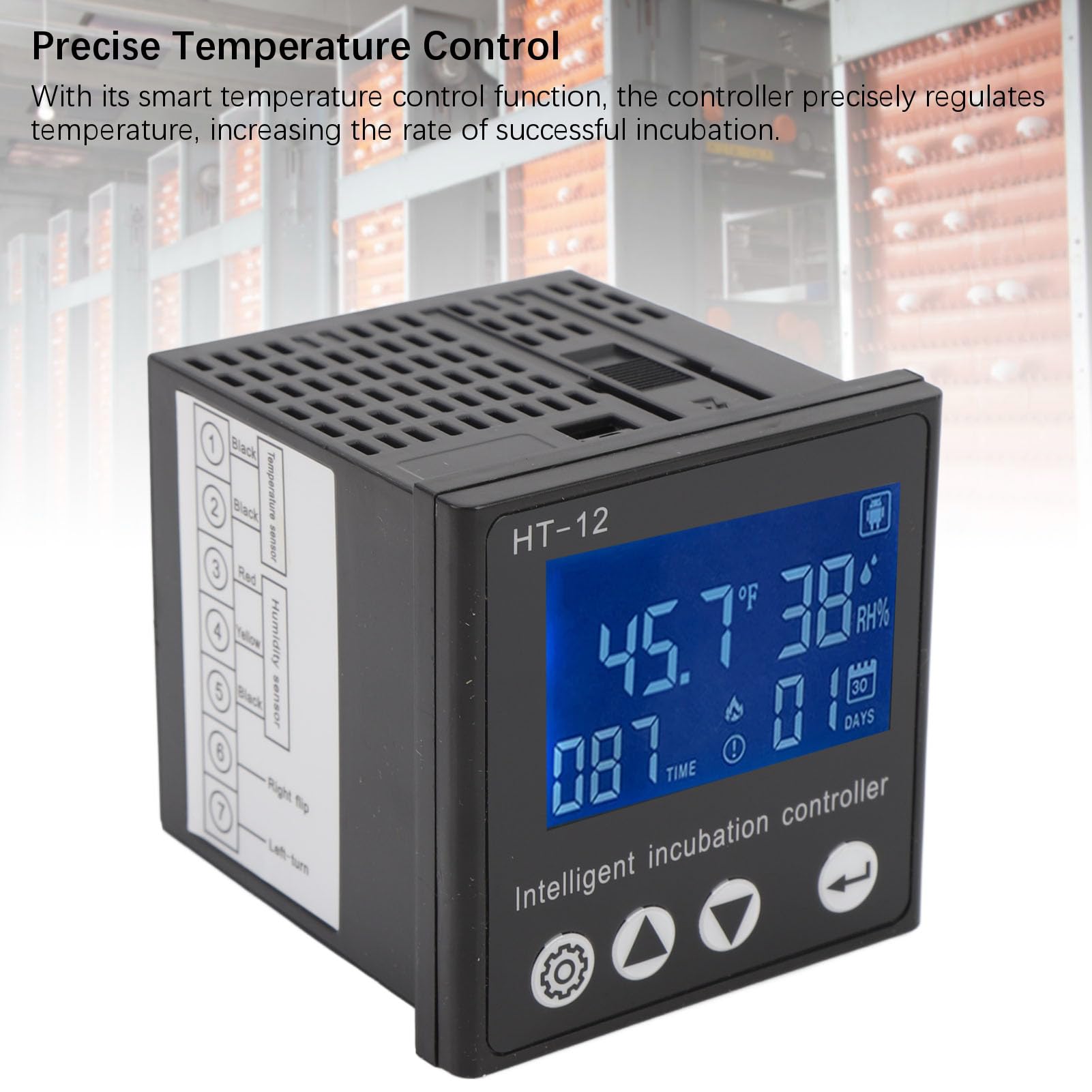 Controlador digital de temperatura y humedad con pantalla LCD, medidor inteligente de control de temperatura para cría, carcasa de ABS, precisión ± 0,5 °C