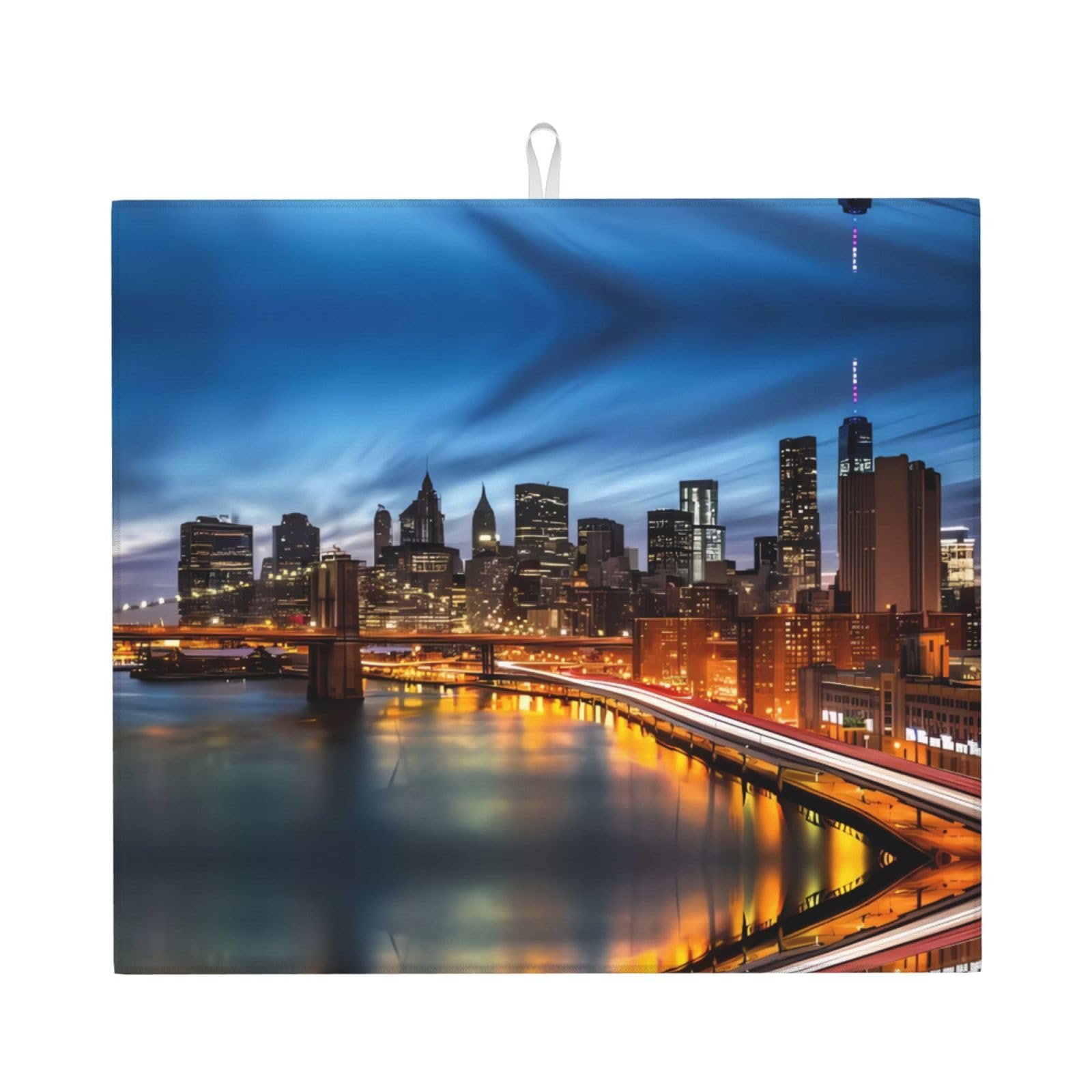 Yyhwhjde Black New York City Scenery Prints Kitchen Drying Mat – Absorbent Dish Throw For Countertop, Non-Slip Quick-Dry Layer With Vibrant Prints, Ideal For New Home Gift