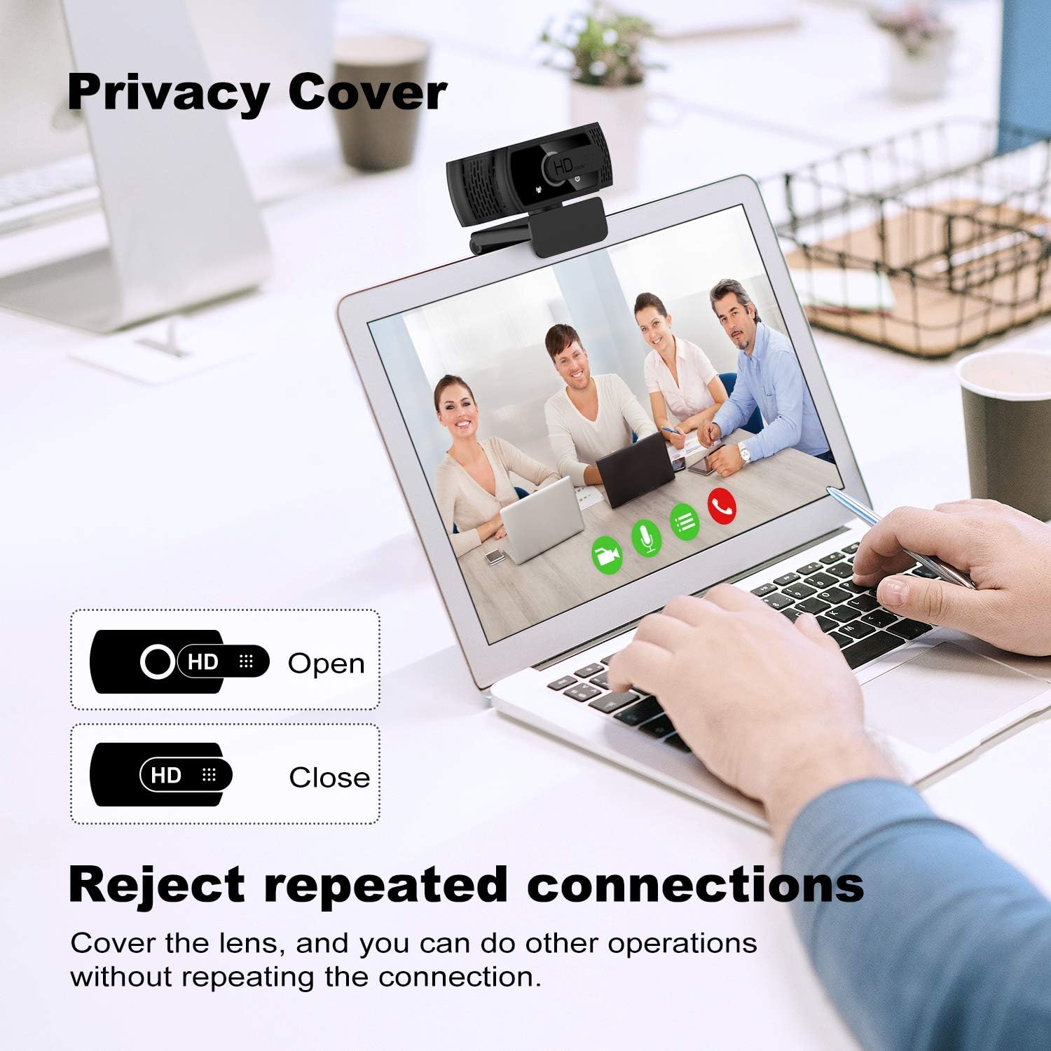 Get Popular Offer 1080P HD Webcam with Privacy Cover & Tripod,Desktop Laptop Computer Webcam with USB & Built in Noise Reduction Microphone, 360° Rotation, Plug & Play, for Mac OS, Windows