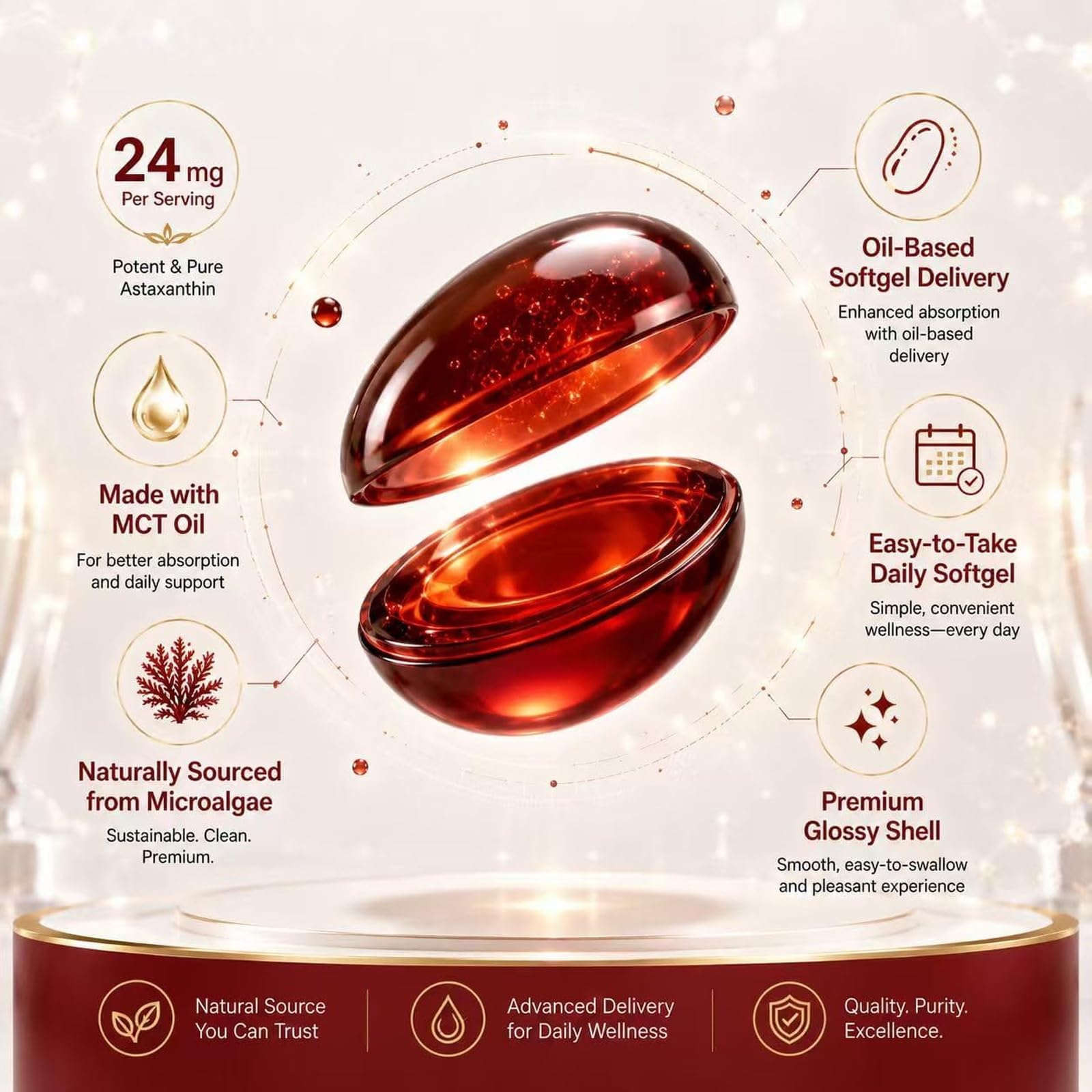 24mg Astaxanthin 16-in-1 Supplements with Zeaxanthin & Lutein Astaxanthin 180 Softgels from Microalgae,Antioxidant Complex with MCT Oil for Skin, Eye, Heart,Support Astaxantina Antioxidant — Amazon image 4