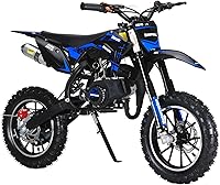 feneihe 50cc 2-Stroke Kids Dirt Bike: 25 MPH Gas Mini Bike, 10" Off-Road Tires, Disc Brakes, 330 lbs Capacity for Ages 8-14 Blue