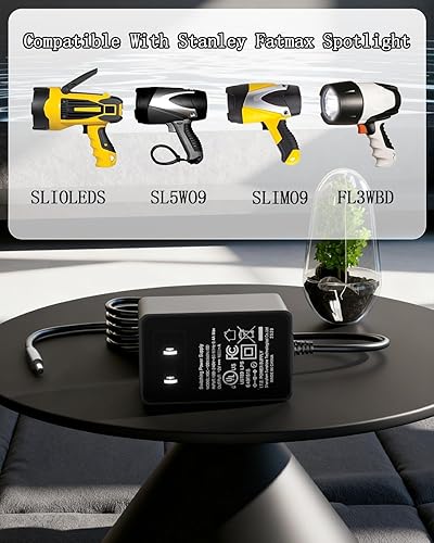 Miniatura 3 de Cargador para Stanley Fatmax Spotlight SL10LEDS SL5W09 FL5W10 FL3WBD LED Litio-Ion Adaptador Cable de alimentación 12V - (No compatible con conector