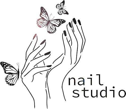 Vinilo adhesivo de pared para salón de belleza, estudio de uñas, manicura y pedicura, calcomanías mural grande decoración (g8650) negro