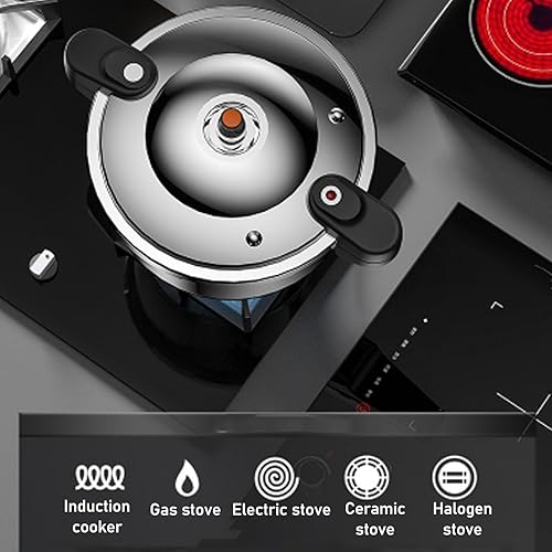 Miniatura 2 de Luqeeg Olla a presión de acero inoxidable, olla a presión de doble mango de 80 kpa, olla de cocción a presión de gran capacidad, sartén a presión de