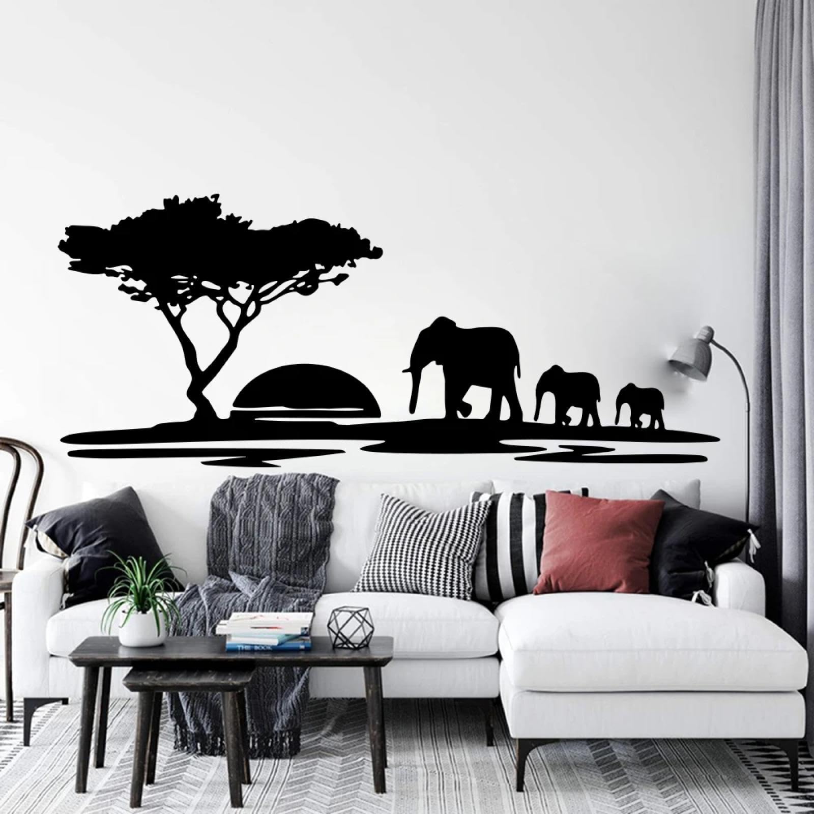 YOUOUSI Animal Jungle Woodland Wall Decal Zoo Elephant Tree Wall Decal Children's Room Bedroom Playroom Living Room Vinyl Decoration