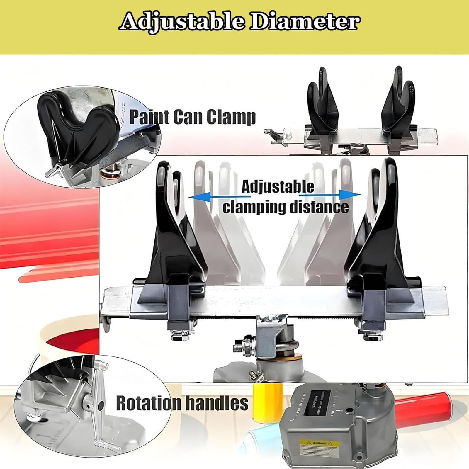 Mezclador de pintura neumático, mezclador de tintas de pintura de 1 a 5 litros con abrazadera ajustable, oscilación de 30° y velocidad de 0 a 500 rpm, para tintes, resinas y mezcla de acuarela