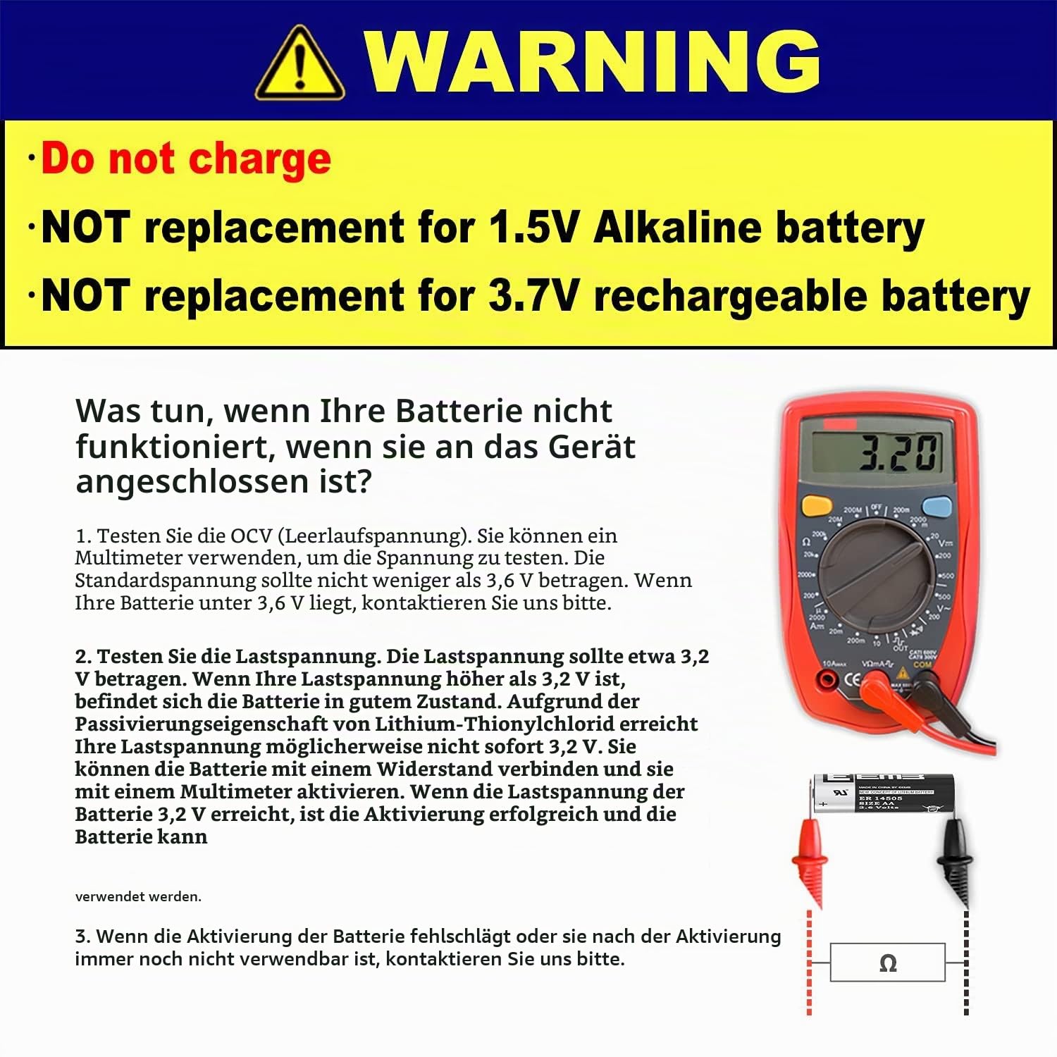 EEMB ER14505 AA 3,6V Lithium Batterie SB-AA11 LS1450O Batterien (20 Stück)