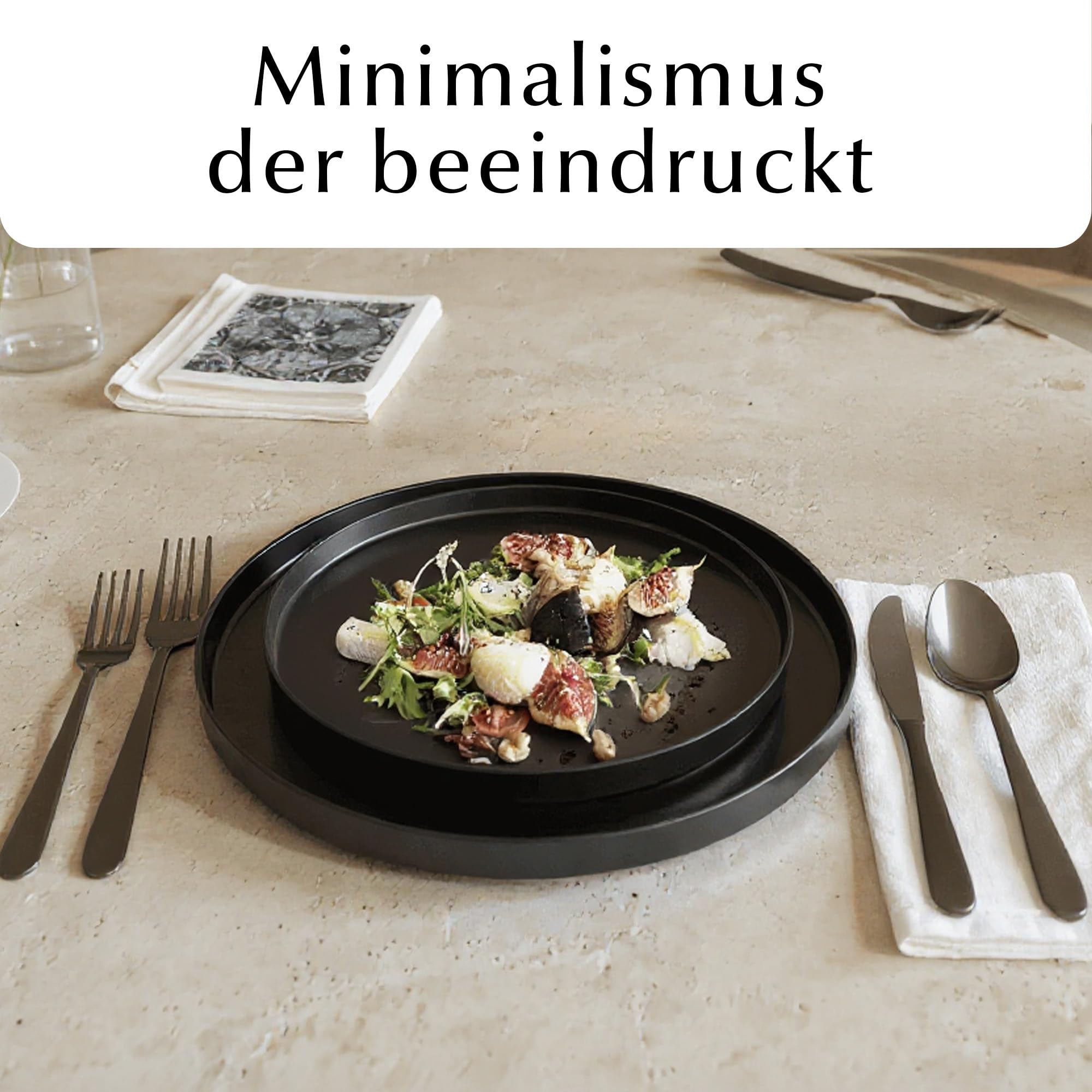 MIAMIO - Teller Set, 4er Set Speiseteller (26 cm) - Luxe (Schwarz) | Modernes Keramik Teller Set, Teller für Hauptspeisen, Große Teller, Steingut Geschirr - spülmaschinenfest