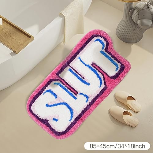 Miniatura 8 de COMBLUE Funky Rugs - Alfombra de felpa suave y absorbente de 36 x 36 pulgadas, alfombra decorativa de felpa fresca para baño, alfombra de baño suave
