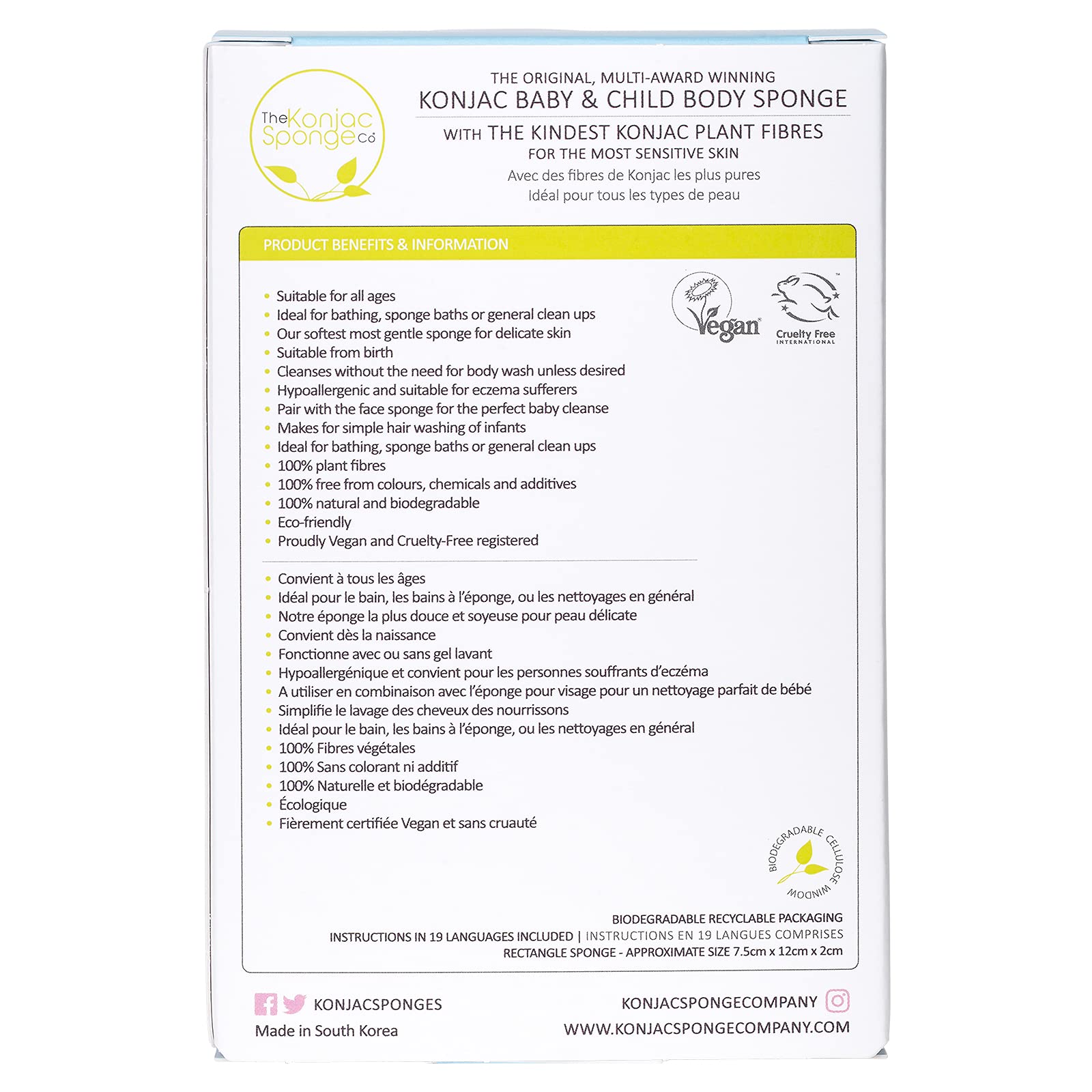 KONJAC SPONGE CO Premium Baby Bath Sponge, 1 EA