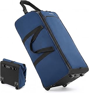 30'' Extra Large Rolling Duffel Bag with Wheels 100L/120L, Heavy-Duty Tear-Resistant Foldable Travel Luggage for Family Moving & Storage, Self-Standing Soft Sided Tote-Blue
