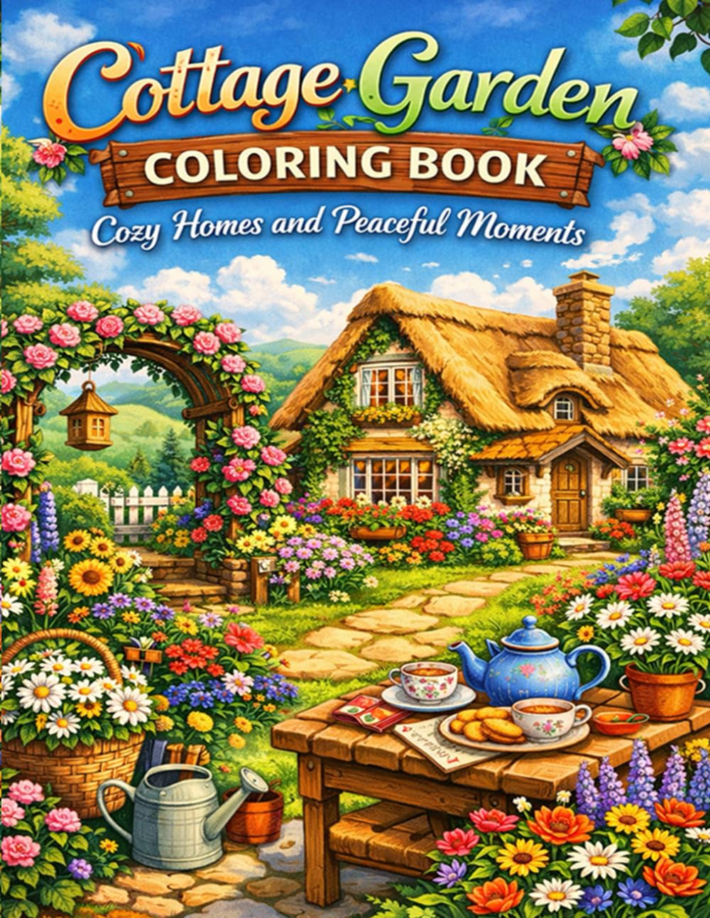 Cottage Garden Coloring Book Cozy Homes and Peaceful Moments