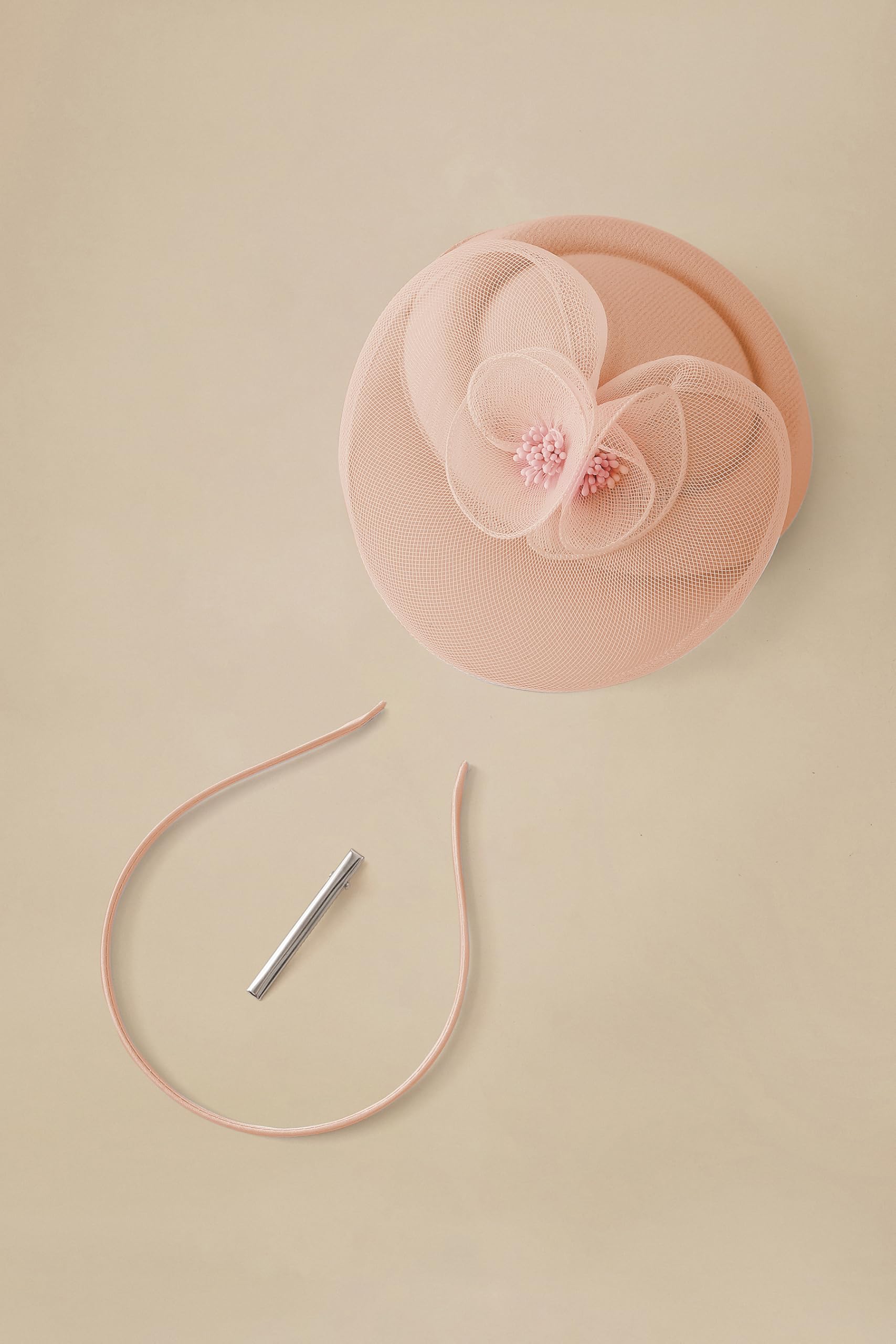 BABEYOND Tocado para mujer, elegante gorro con diadema de flores de malla y clip para el pelo para bodas, día de carrera de damas, fiesta de cóctel