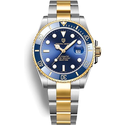 RollsTimi Pagani Design Men's Automatic Watch Business Waterproof Analog Automatic Watch Ceramic Movement Rotating Bezel Sapphire Crystal 100M Waterproof Stainless Steel Luxury Watches.