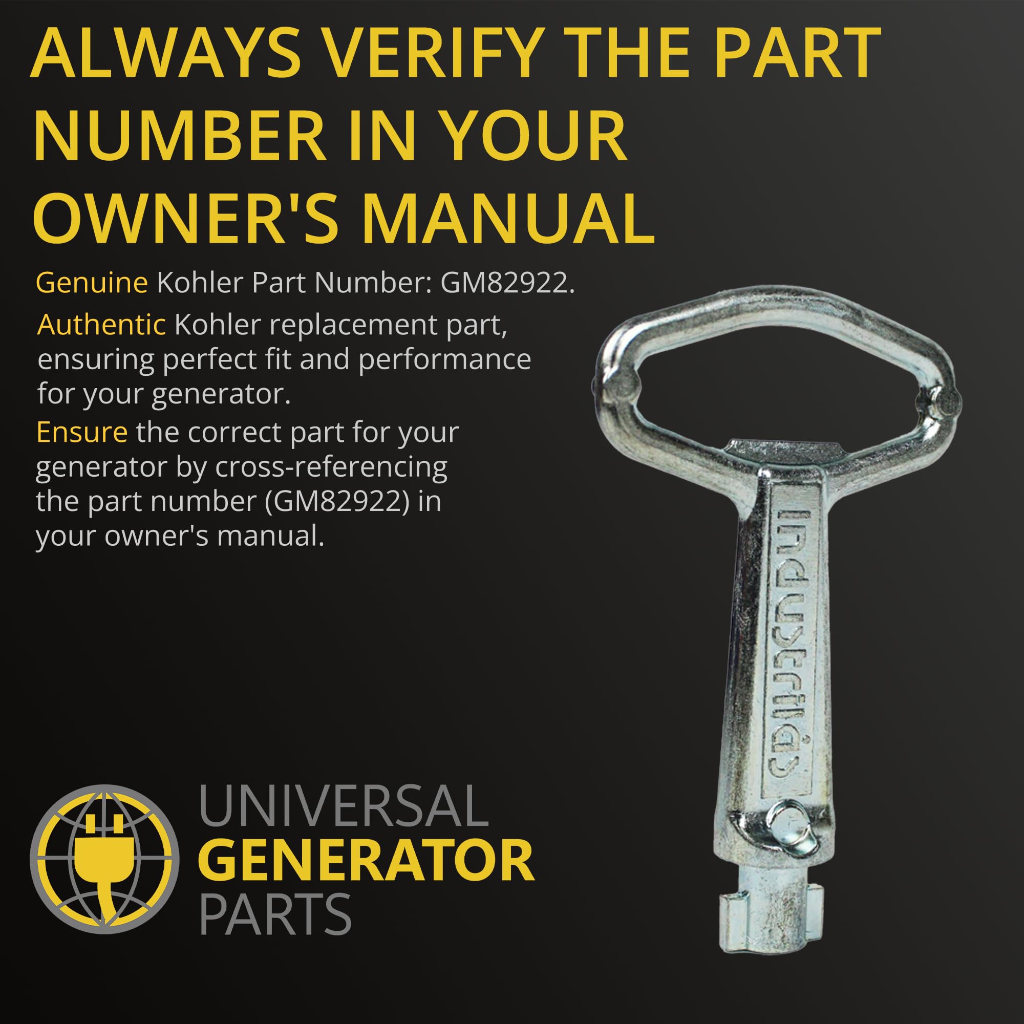 GM 82922 Generator-Ersatzschlüssel Für Kohler – Passt Für 8RESV, 20RESA, 14RCA Und Mehr
