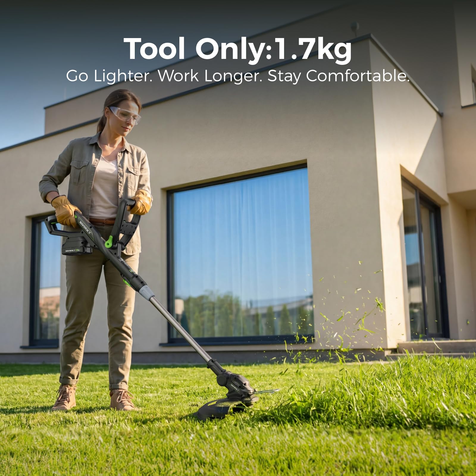 NovorikX 20V Cordless String Trimmer con 2.0Ah Batteria,
