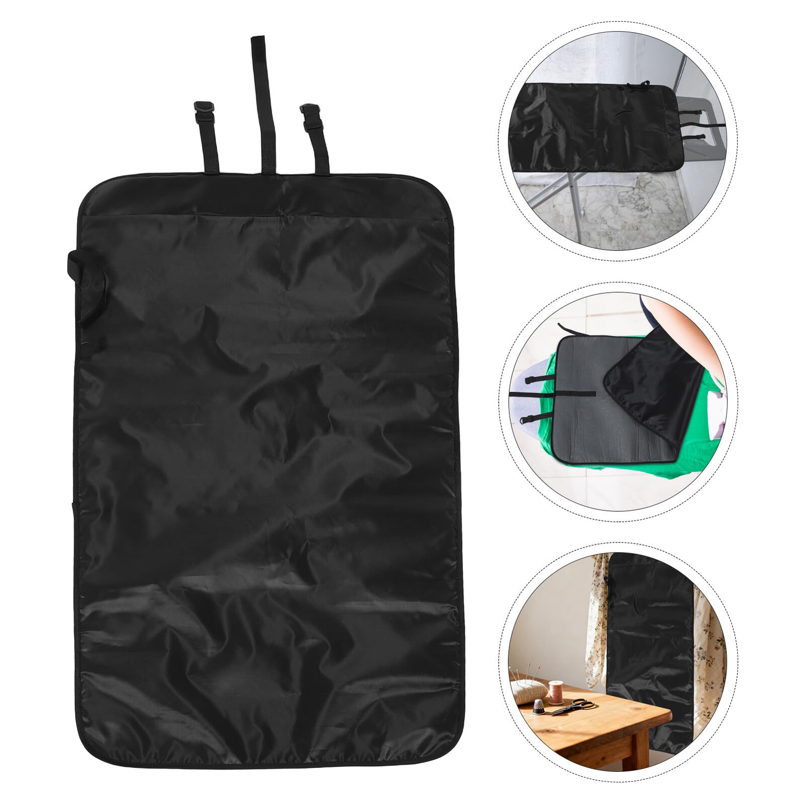 Tappetino da Stiro Portatile Nero in Poliestere con Ganci Salvaspazio per Cura Versatile dei Tessuti per Appartamenti e Viaggi