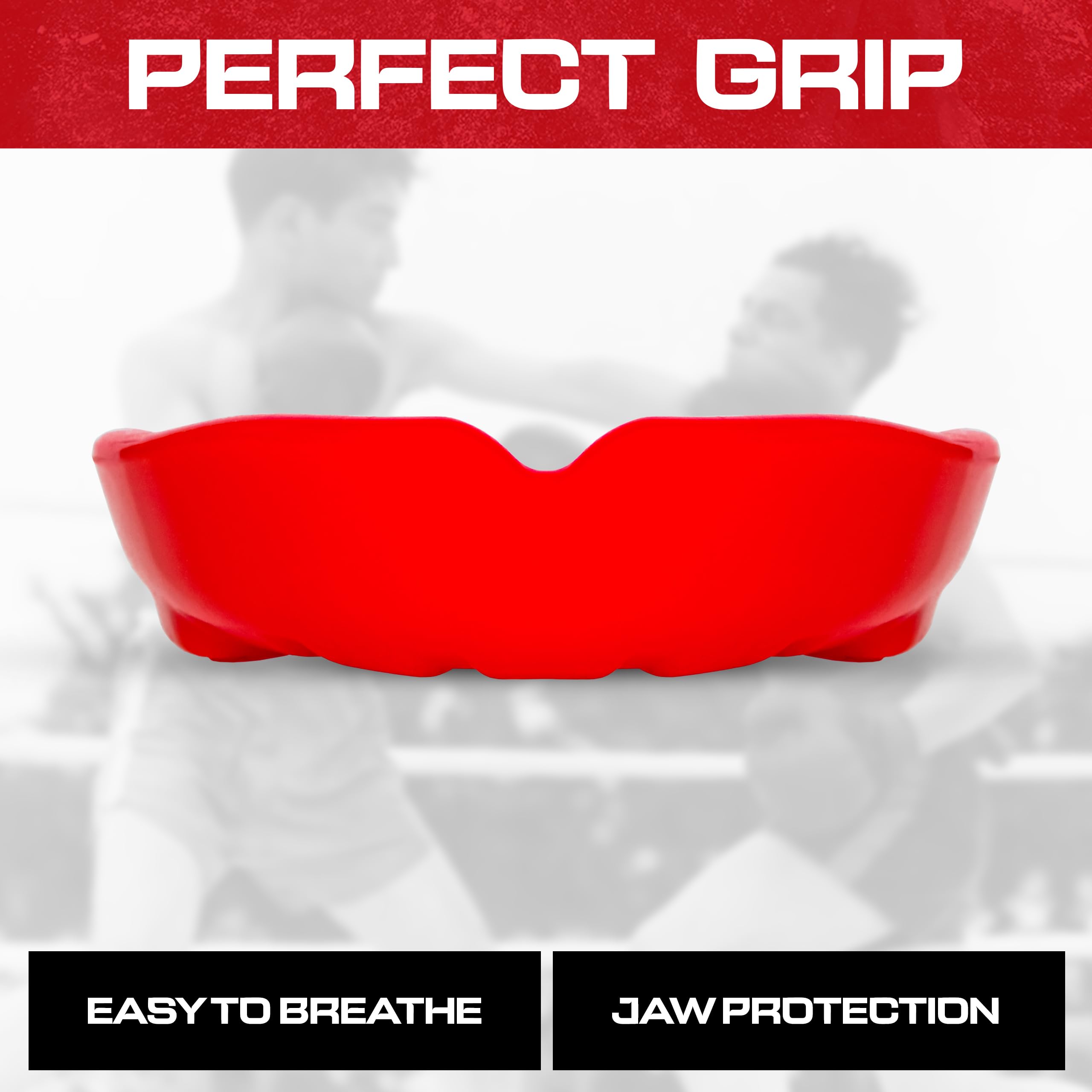 Protector bucal deportivo para adultos, ideal para dientes, MMA con funda para boxeo, karate, rugby, fútbol (rojo)