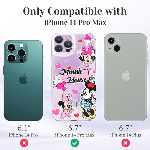 Miniatura 2 de Funda de dibujos animados para iPhone 14 Pro Max con protector de pantalla HD, bonita funda de Minnie para iPhone 14 Pro Max de 6.7 pulgadas