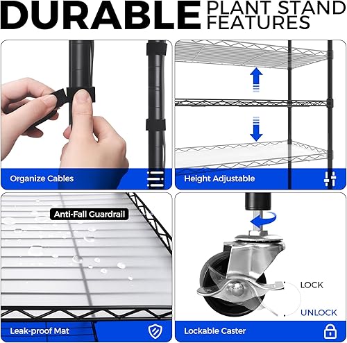 Vista 28 de Barrina CX83 - Soporte para plantas con luces de crecimiento, estante para plantas de 6 niveles con panel de luz de crecimiento ultrafino de Negro