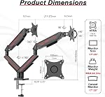 Fydeamer Moniteur de bras, moniteur de ressort de gaz pour 17-35 pouces jusqu'à 24.3 lbs, monture de moniteur réglable avec pince C & Base Grommet, monture ergonomique de moniteurs informatiques (Dual Arm Black)