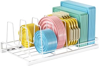 Food Container Lid Organizer for Cabinet with 6 Adjustable Divider