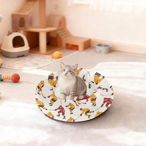 Miniatura 3 de Pet Dog Bed Removable & Washable Fluffy Kitten Beds for Extra Small Size Pets Sleeping S Hockey Players Beige