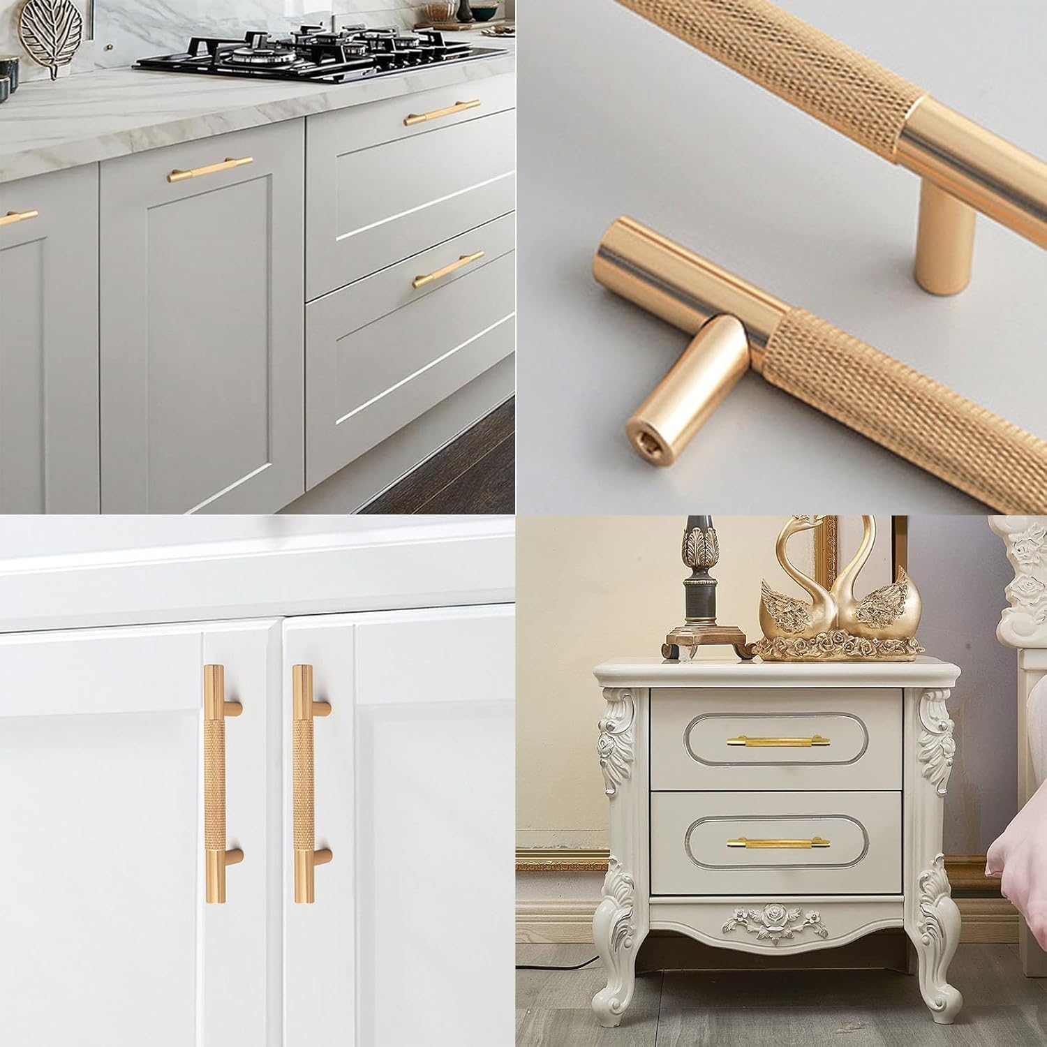 Gold Cabinet Handles, 2 Pcs, 214 Mm, Modern Vintage Handles for Kitchen Cupboards & Chest of Drawers - Gold Colour