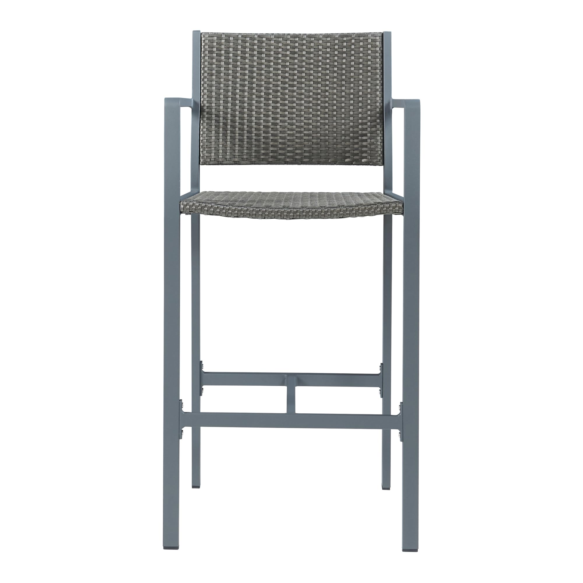 Avise 3-częściowy zestaw mebli ogrodowych z rattanu i aluminium, stół wysoki + 2 taborety, antracyt/szary