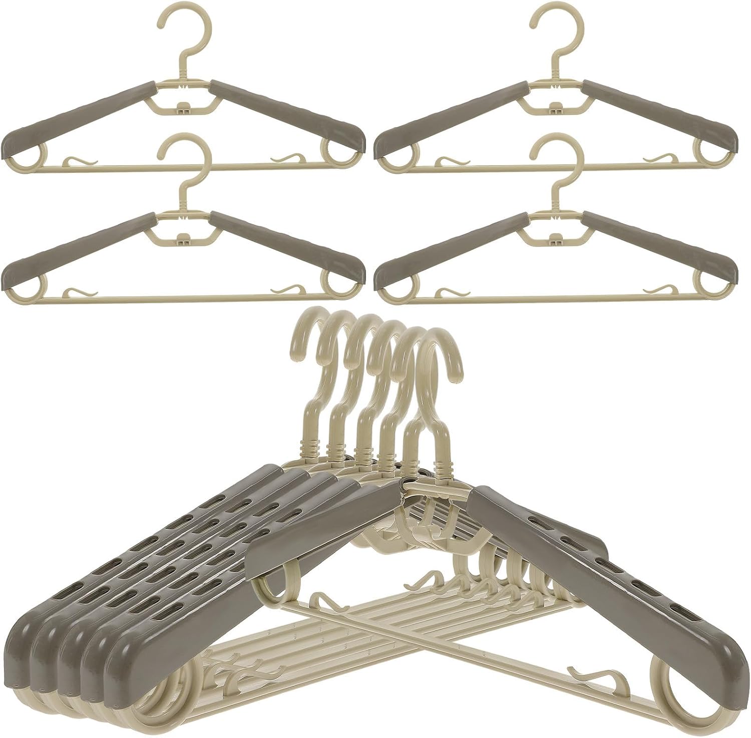10pcs Heavy Duty Coat Hangers Extra Wide Adjustable Abs Material Space Saving Expandable Sturdy Structure Suitable for Seasonal Clothes Storage
