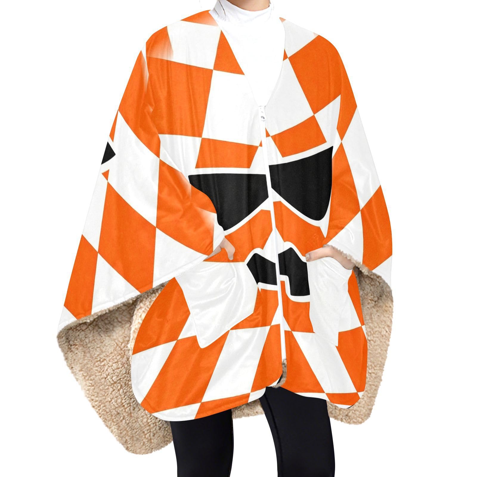 Koc do noszenia ponczo szal peleryna chusta Halloween twarz pled