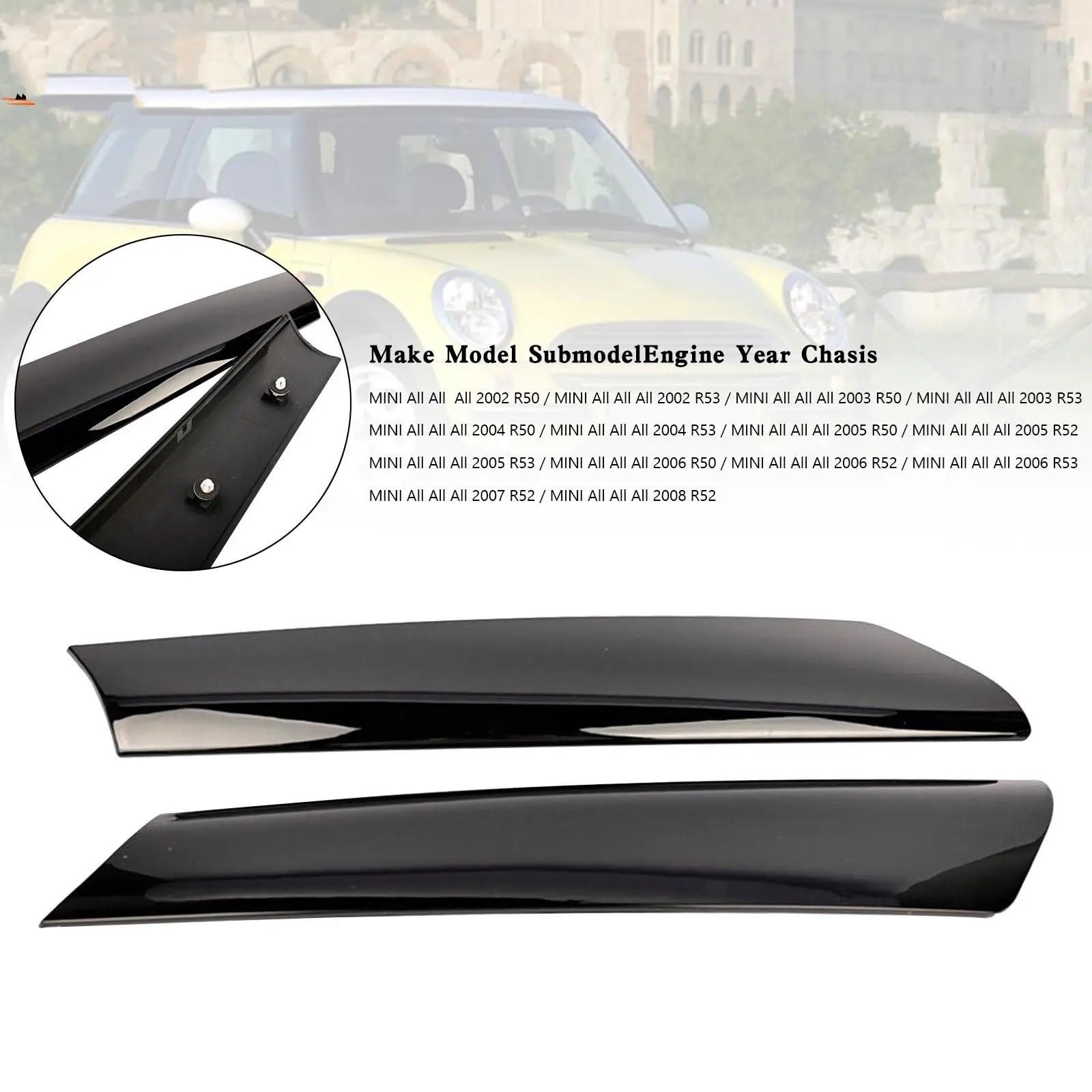 Do Cooper R50 R52 R53 51137128157 51137128158 | Listwa słupka przedniej szyby lewa+prawa