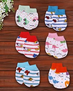 MOM'S DARLING Cotton Mittens for new born baby (0-6 months)-Pack of 6 pairs | Cotton Gloves with gentle elastic wristbands... Price In India