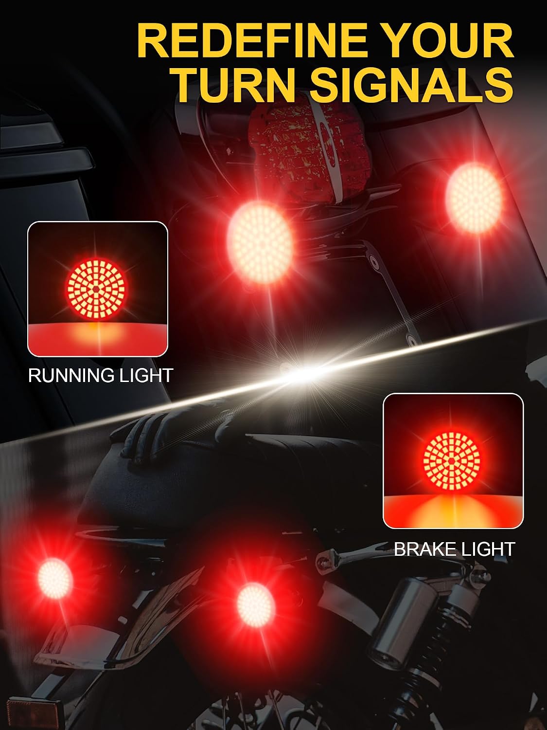 1 Pair Motorcycle LED Turn Signals 2", Rear Bullet Led Blinkers | 1157, Halo Light, Fit for Harley Davidson Touring, Smoked Lenses