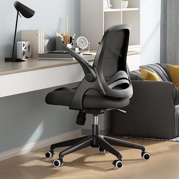 Hbada Home Office Desk Chair with Flip Up Arm, Breathable Mesh Back Lumbar Support Task Chair, Ergonomic Office Chair wi