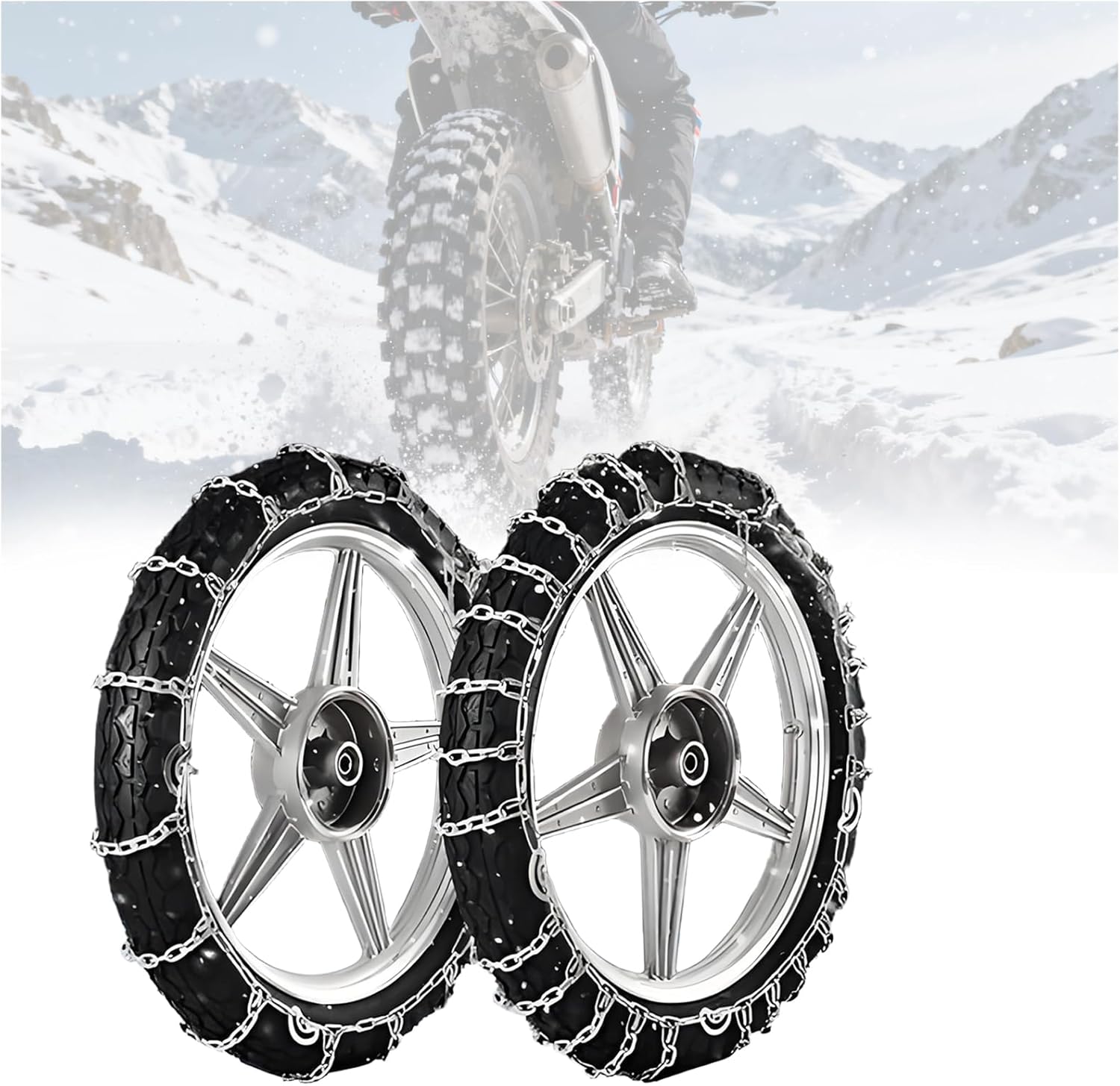 Motorcycle Tire Chains for Snow Durable Skid Wheel Chains for Improved Traction and Stability Slippery Surfaces Essential for Winter Driving Safety Standard-Version 140-60-17