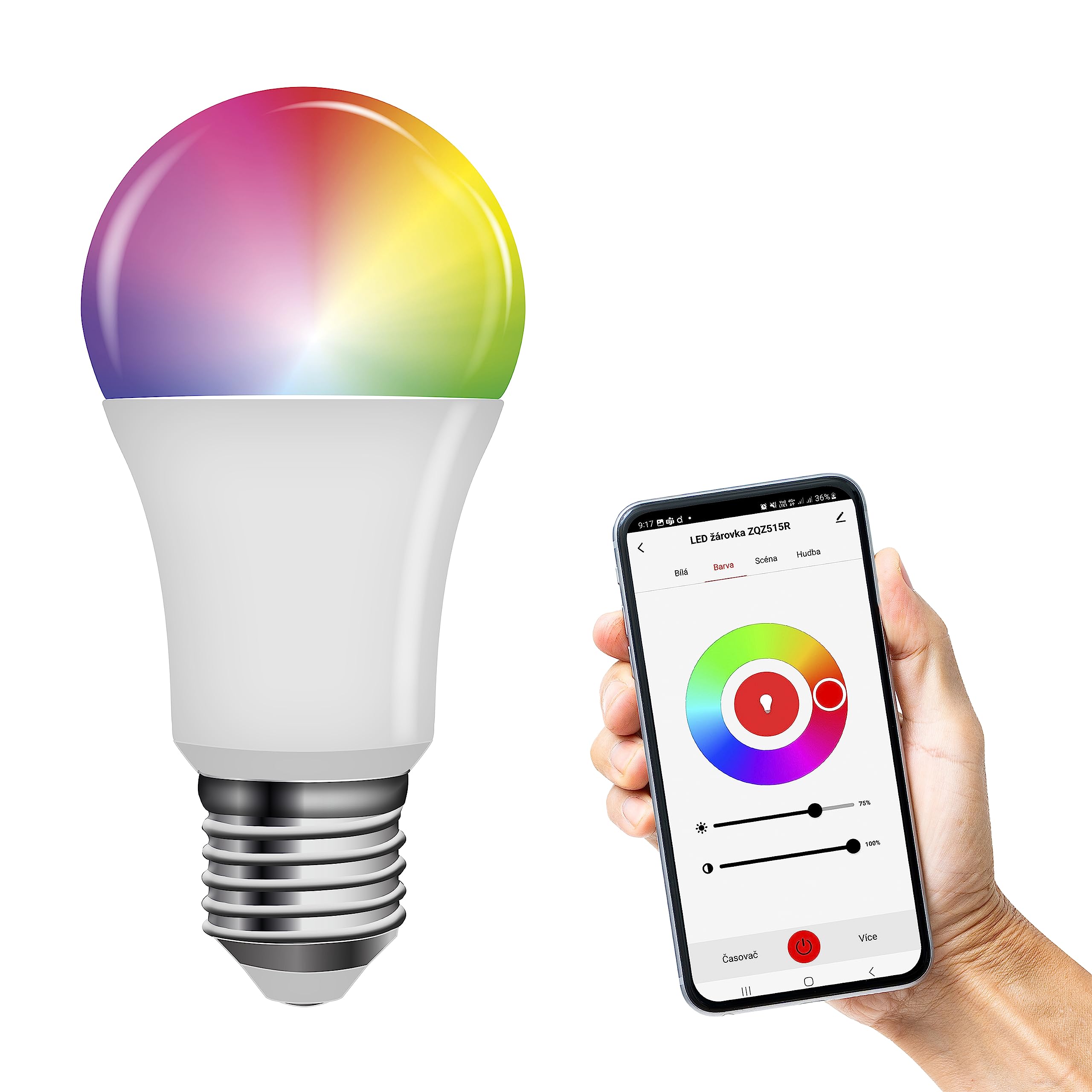 EMOS GoSmart - Smart Home RGB LED-Lampe A60 mit App - E27 - dimmbar, mehrfarbig & Weißtöne - 1050lm - sparsam, 11W (statt 75W Glühbirne) - 20 000 Stunden - ZigBee - Google Home und Alexa kompatibel